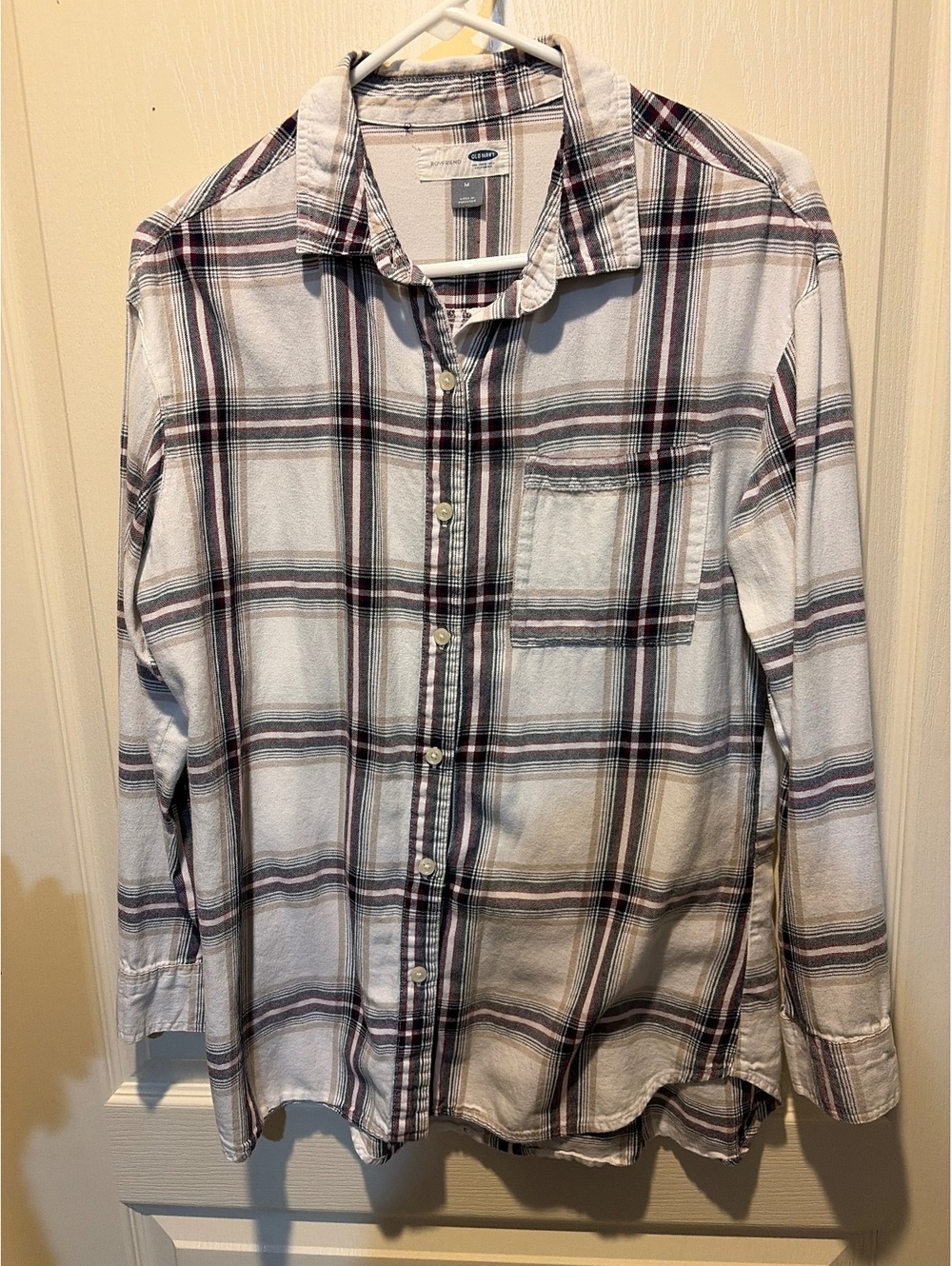 Old Navy Boyfriend Fit Plaid Button-Up Shirt Medium